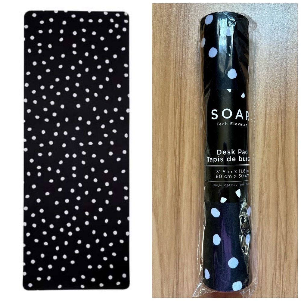 Soar Tech Elevated Black and White Polka Dot Desk Pad